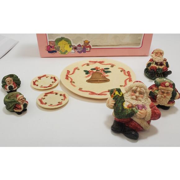1994 Popular Imports Christmas Miniature Tea Set,  "Santa T Set" 10 Piece, IOB - Picture 3 of 11